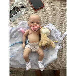🆕12" Reborn Realistic Full Silicone Closed Eyes Sleeping Baby Newborn Boy Dolls